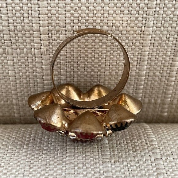 Women Ring Fashion Jewelry Multi Color Crystals Ring Size Adjustable 6 To 8 - Picture 11 of 12